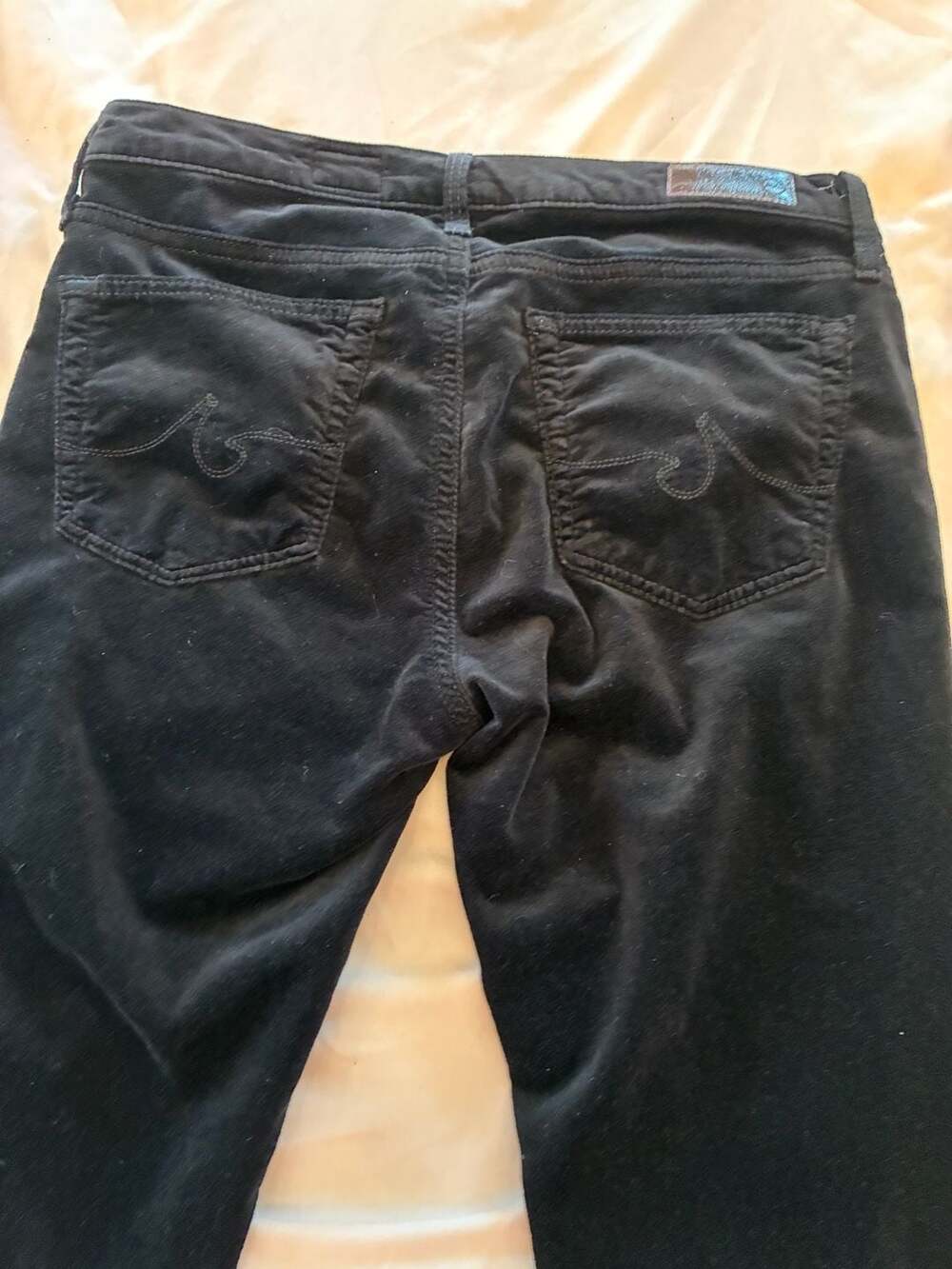 AG Adriano Goldschmied The Legging Super Skinny Black Velvet Pants Size 27R